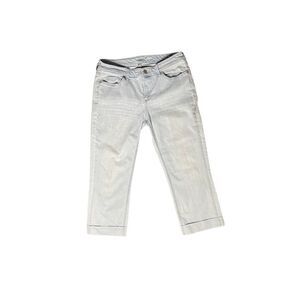 NY & CO|SOHO WOMENS CURVY CROP DENIM JEANS CUFFED‎ LT BLUE WASH SIZE 8